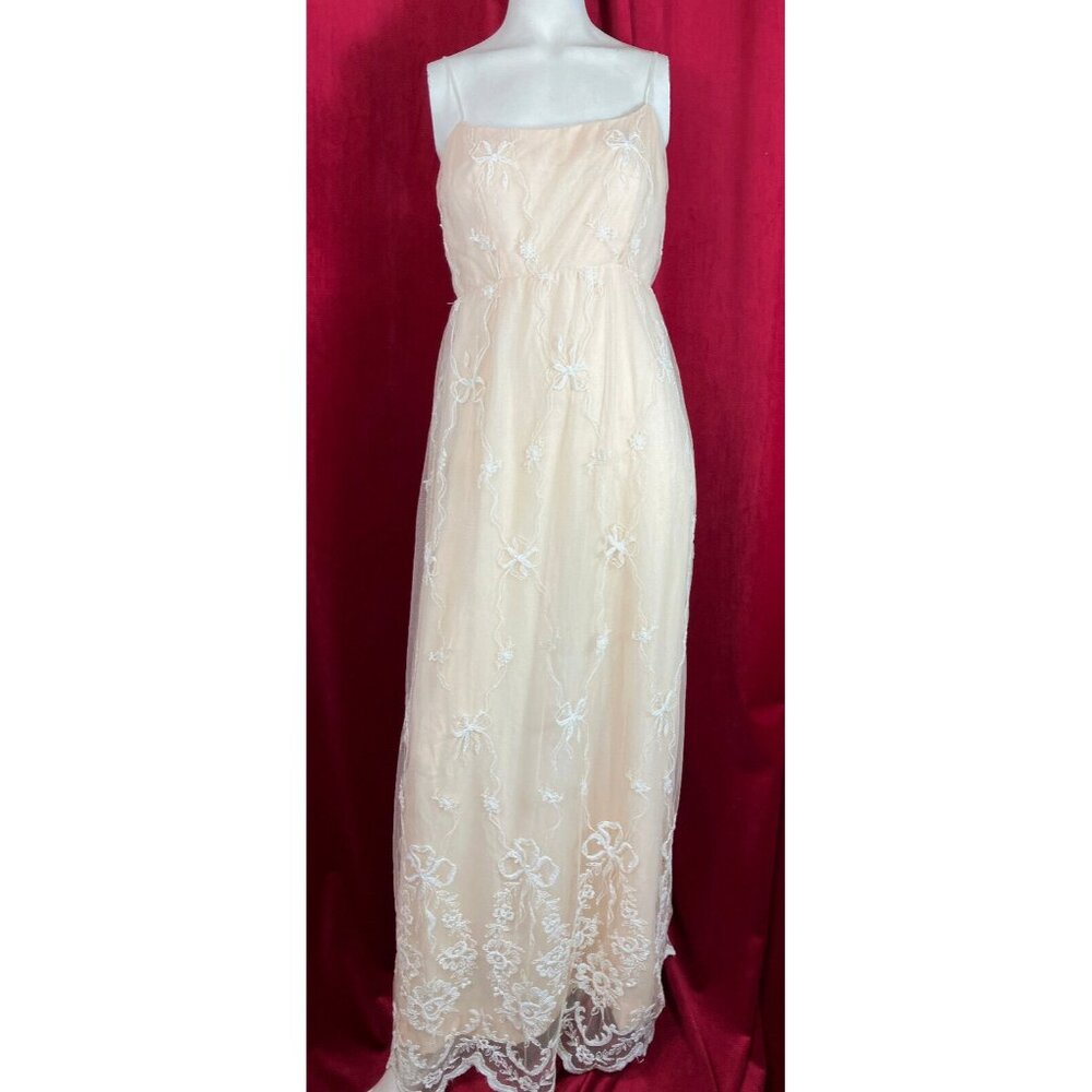 LOVELY 1970s Tambour Lace Wedding Tea Dress Tiered Skirt Edwardian Style 70s - Picture 8 of 12